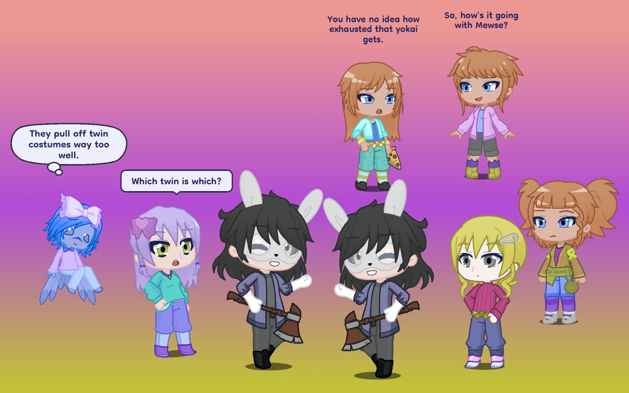 The Roxanne twins previewing their spooky costumes