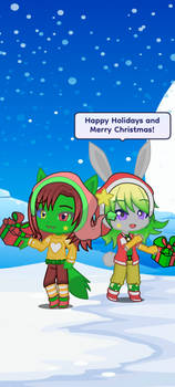Holiday costumes featuring Jolly Judy and F.Felix