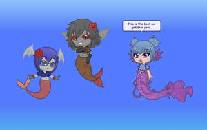 mimi, wren and axie as merfolk