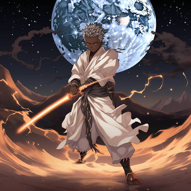 Character illustration of afro samurai and zaraki kenpachi
