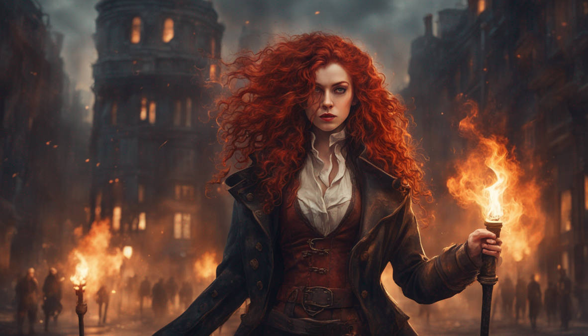 Female Pyromancer In Front of Burning City by gdc42 on DeviantArt