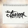 exarock logo calligraphy