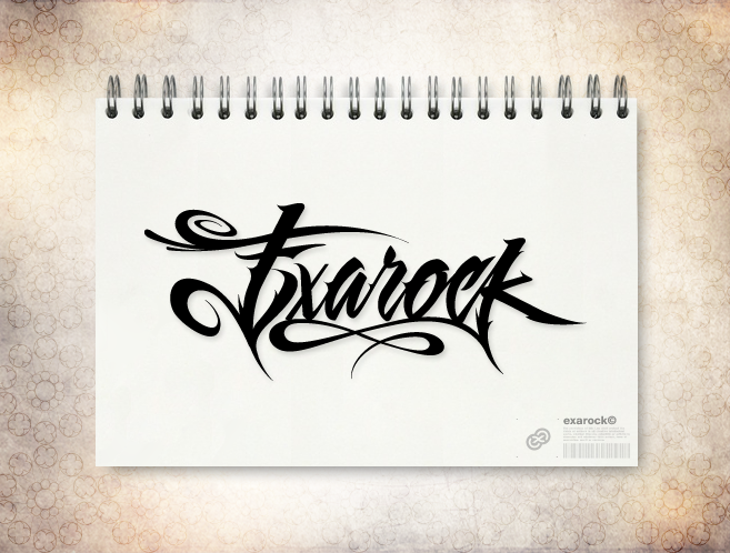 exarock logo calligraphy