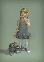 Girl and Cat 1