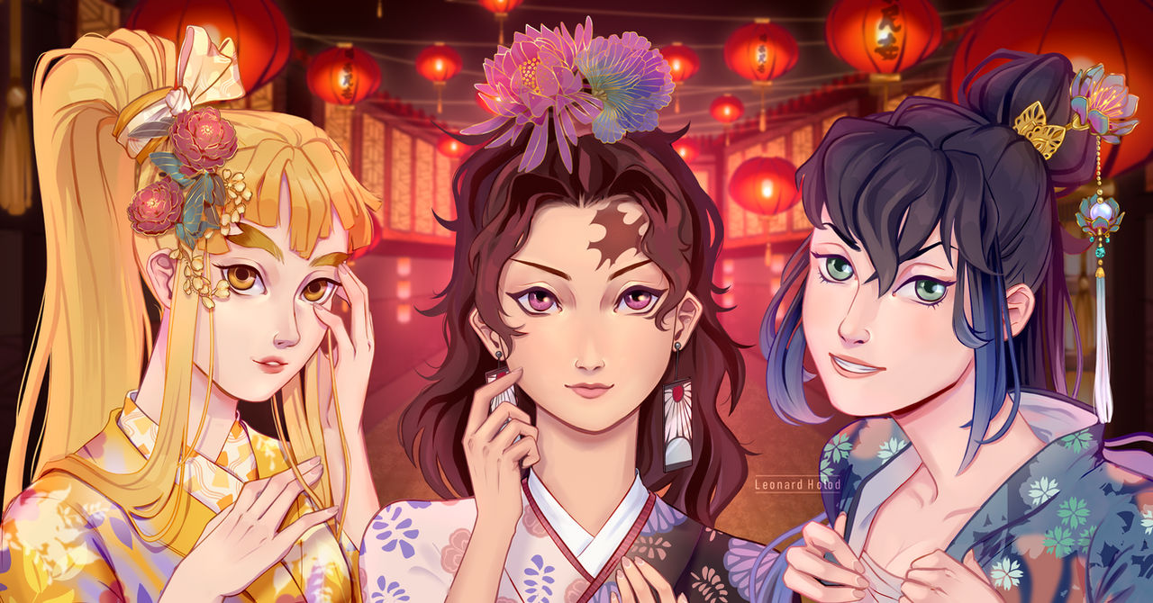 Female version Zenitsu, Tanjiro, Inosuke by LeonardHOLOD on DeviantArt