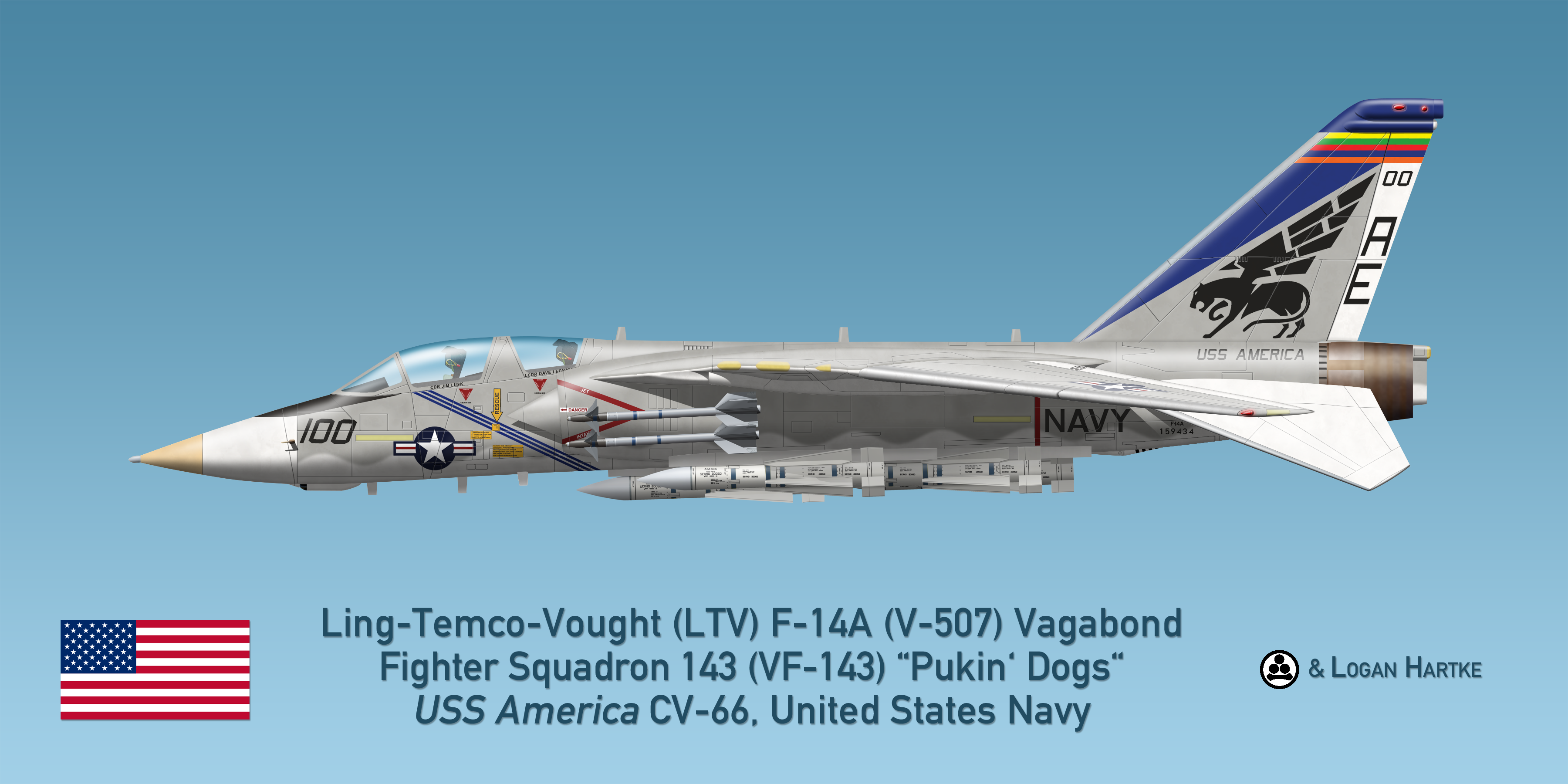 V-507 F-14A - VF-143 Pukin' Dogs - AIM-54A Phoenix by comradeloganov on ...