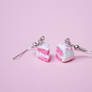 Mini Pink Cake Slice Earrings