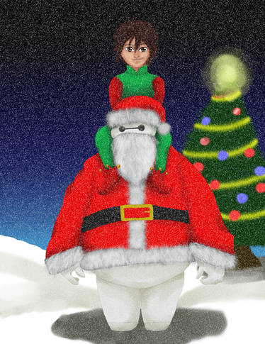 Santa Baymax and Hiro the Elf