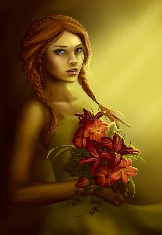 A Girl with Flowers