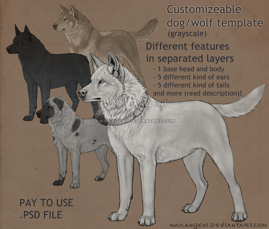 Pay-to-use dog/wolf customizeable template by makangeni on DeviantArt