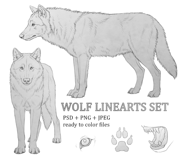 Wolf Linearts set by makangeni on DeviantArt