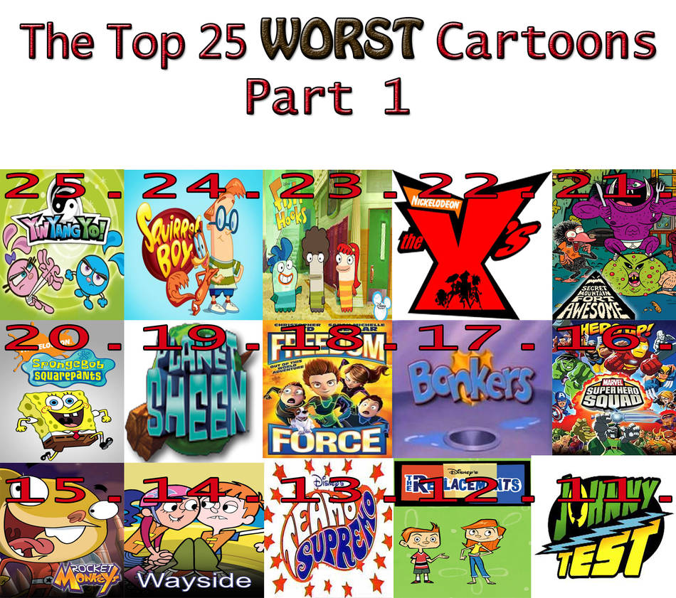 (Old)The Top 25 WORST CARTOONS Part 1 by kouliousis on DeviantArt