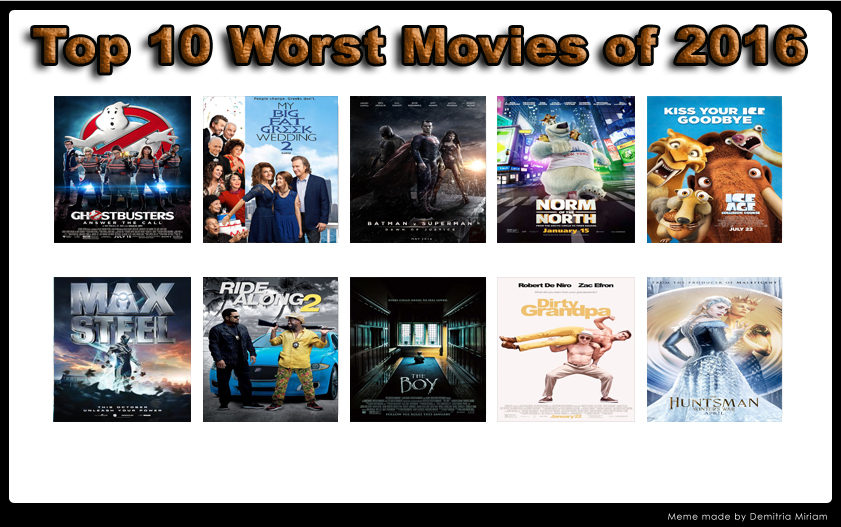 Top 10 Worst Movies of 2016 (Complete Version)