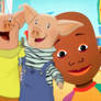 Toot, Puddle and Little Bill in Little Bill's room