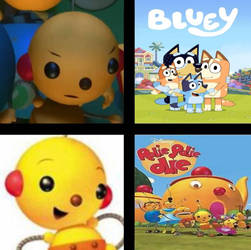 Rolie Polie Olie hates Bluey and likes his show