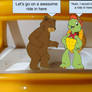 Franklin and Bear go for a ride in the F toy bus