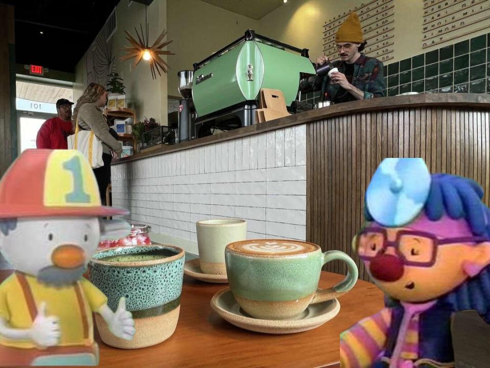 Fire Chief Seltzer and D Seltzer at a coffee place