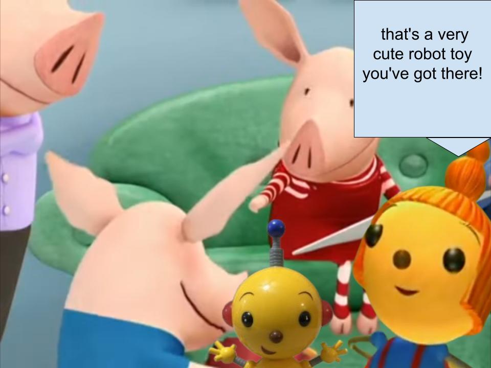 Pollie likes Ian's toy of Olie