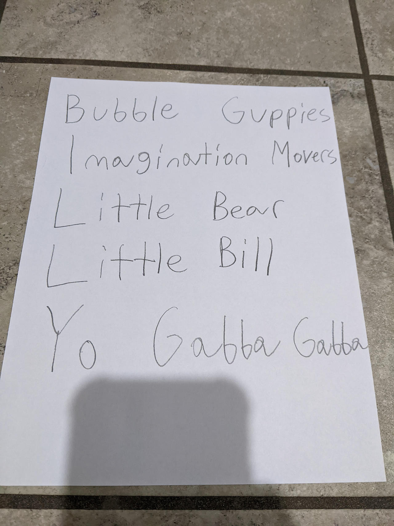 Billy's name with shows I like
