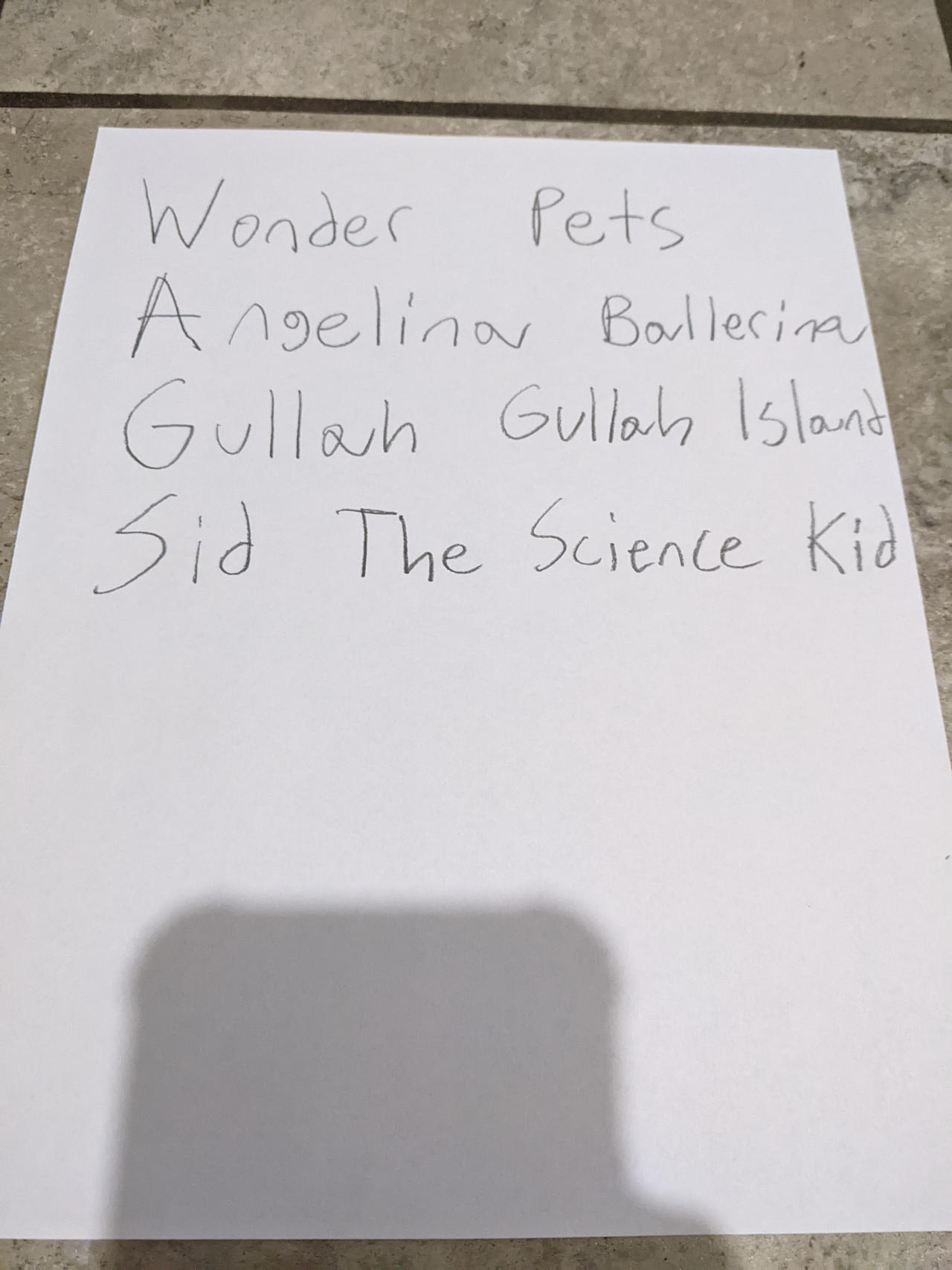 Wags' name with shows I like