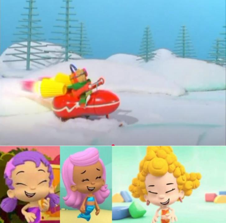 Molly, Deema, and Oona laugh at the rocket sled