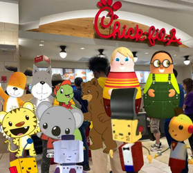 Large line of gay couples at Chick Fil A