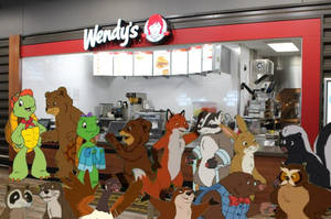 Large line of Franklin couples at Wendy's