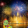 Franklin and Bear watch fireworks