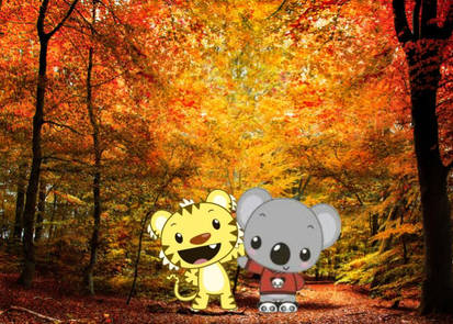 Rintoo and Tolee checking out Fall Trees