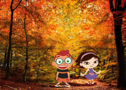 Leo and June checking out Fall Trees