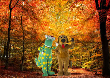 Wags and Dorothy checking out Fall Trees