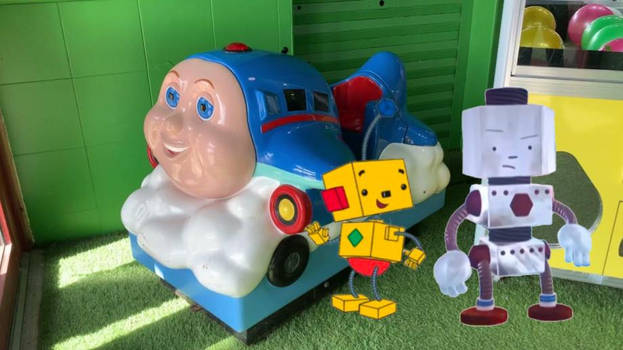 Billyand Screwy gonna ride the Jay Jay Kiddie ride