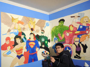 DC and Marvel Superheroes Wall Painting (WIP)