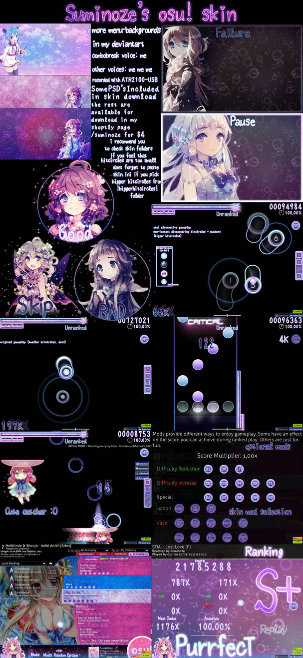 Pinkchoco Suminoze's purple + pink + blue osu! Skin Download by lovelymin on ...