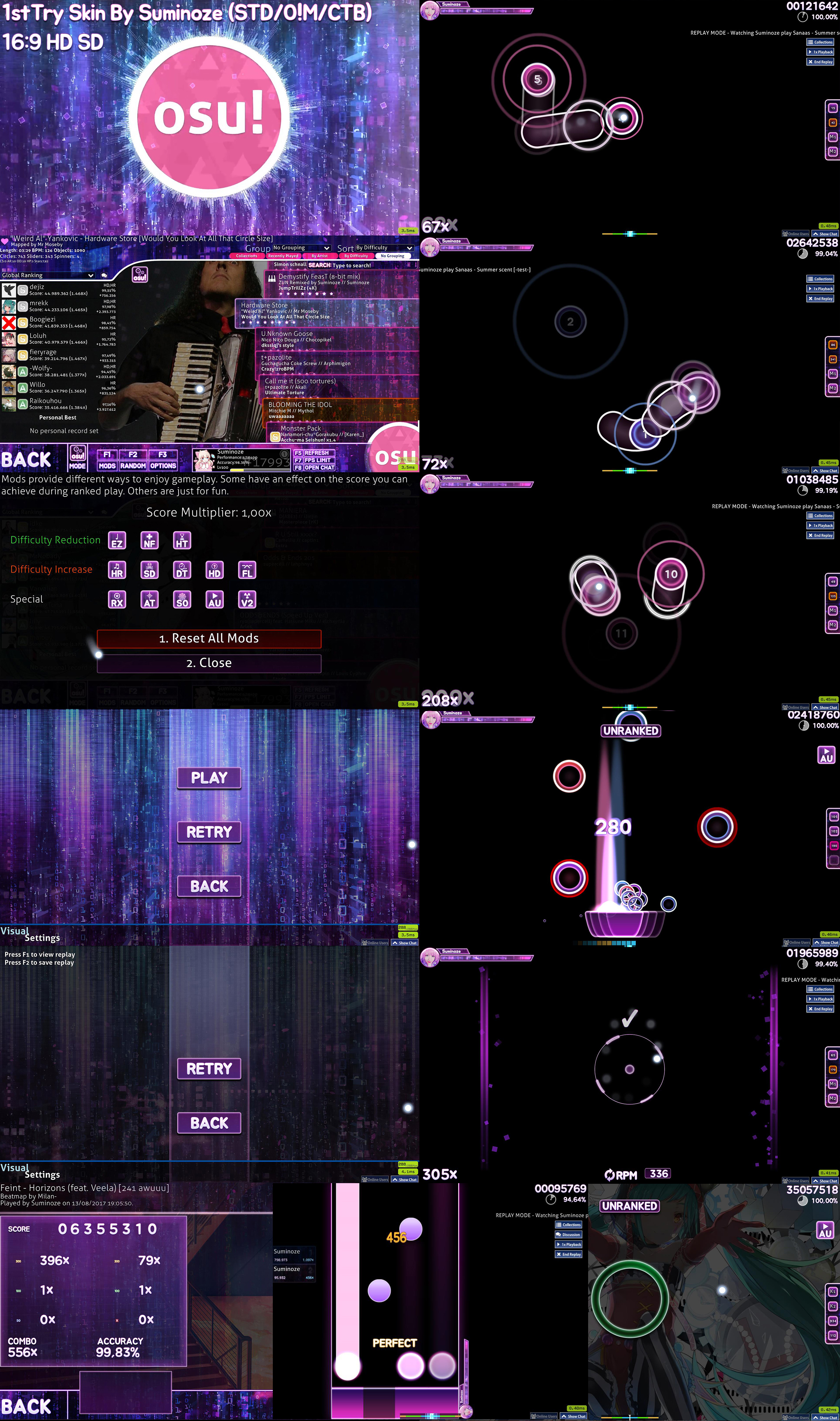 Suminoze's purple + pink + blue osu! Skin Download by lovelymin on