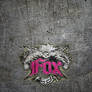 Fox Victorian Logo Pink, On Worn Metal Bkgnd