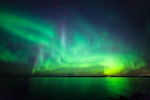 Northern lights at lake