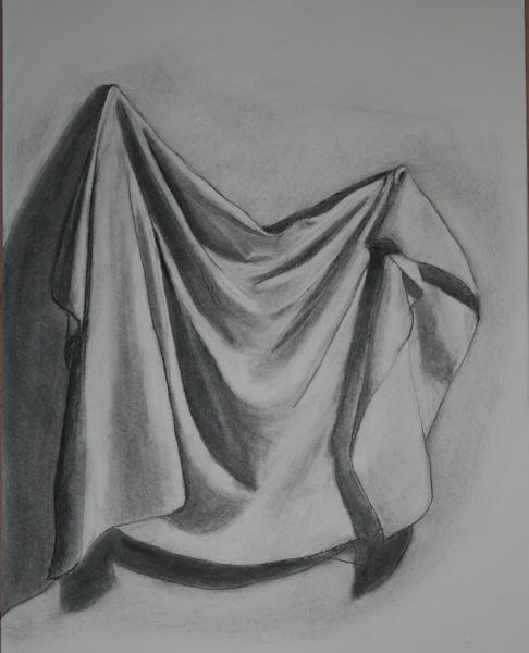 Draped cloth, charcoal drawing Art Print by jessicajeanartist