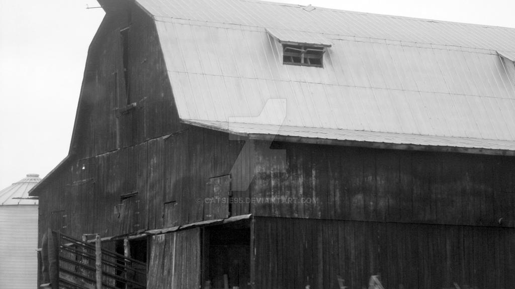 Old black and white barn