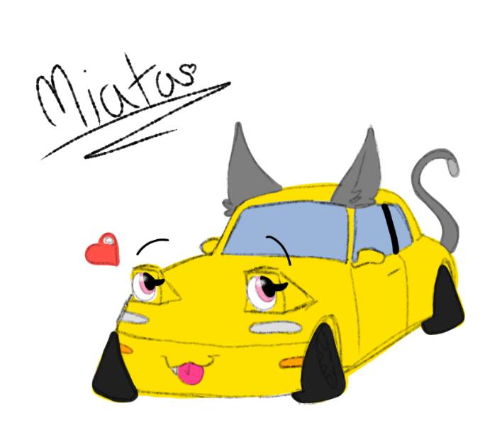 a crapy colored sketch of miata