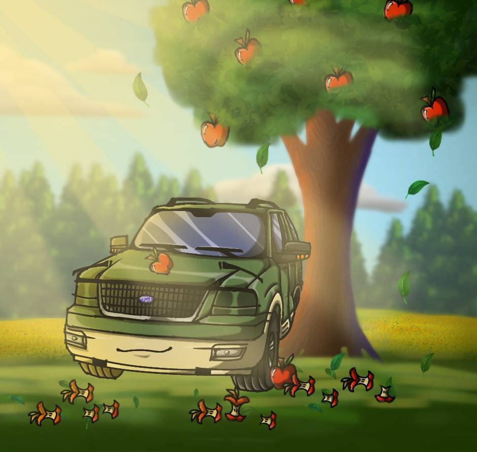 Resting by the apple tree