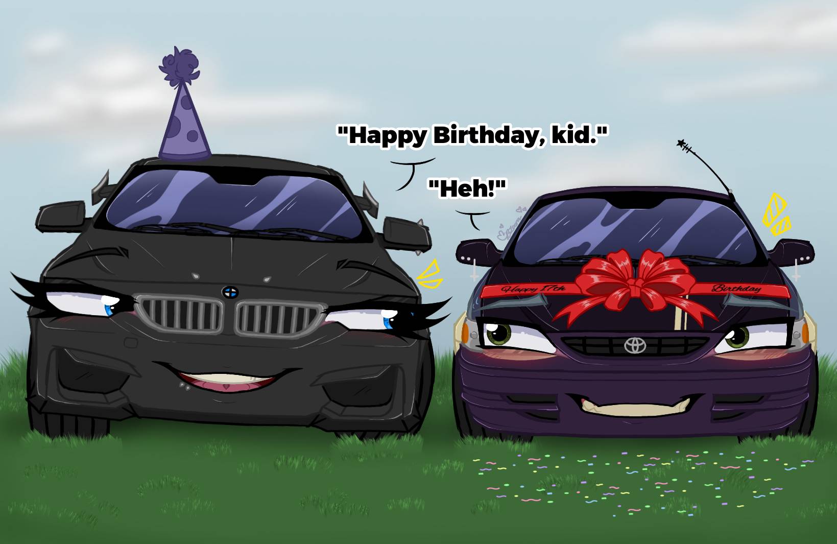 Birthday BMW and Corolla (REDRAW)