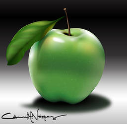 Vector Art Gradient Mesh Green Apple