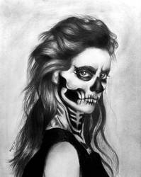 Skeleton face graphite drawing