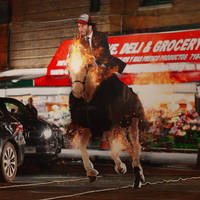 keanu reeves riding a ponyta by neghrabev