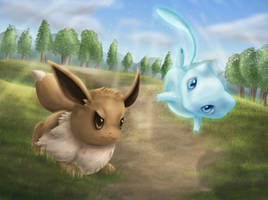 Eevee and Mew