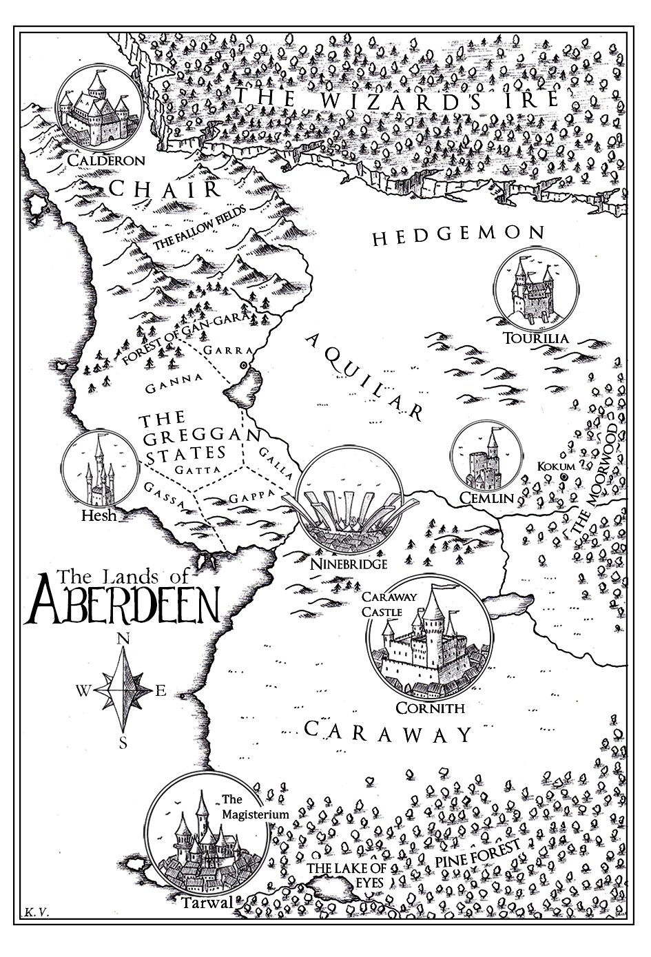 Aberdeen - fantasy map commission 2015