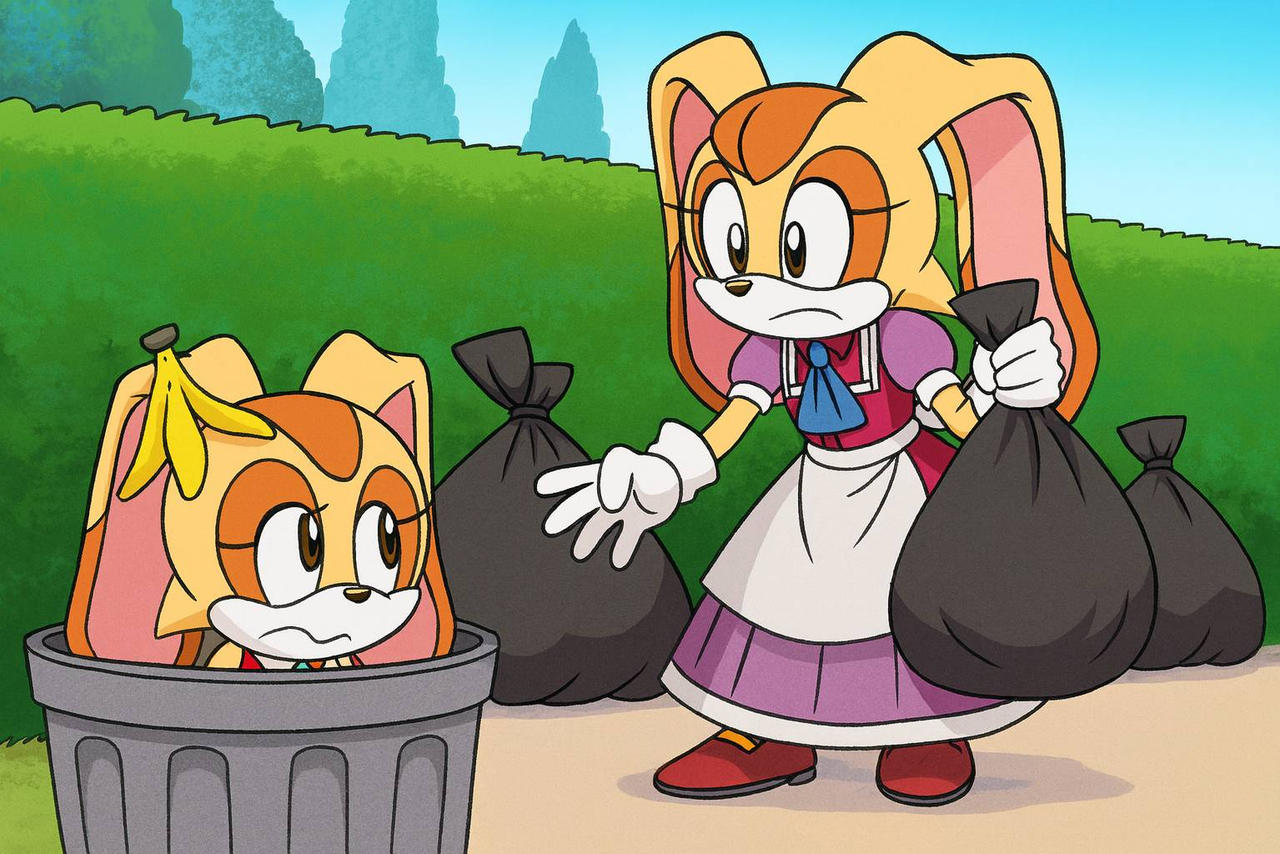 Cream Rabbit Stuck Cream the rabbit hiding in the Dustbin by Edicitareiffen on DeviantArt