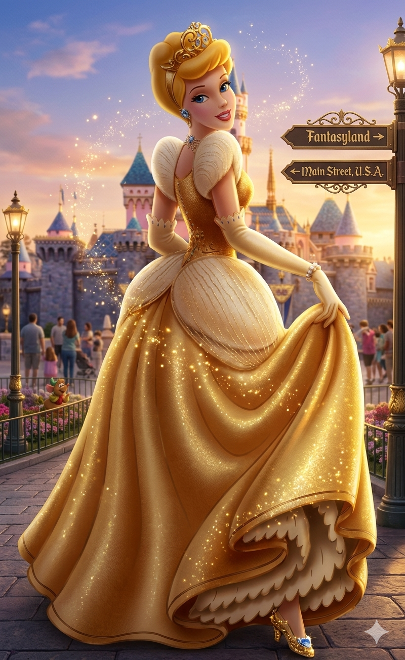 Cinderella (Gold Dress) is Going to Disneyland