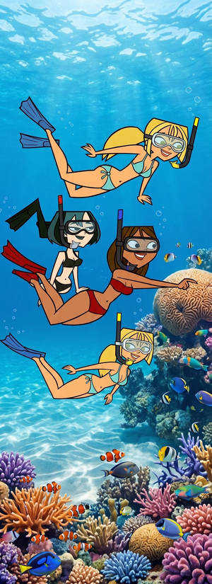 Gwen Courtney and bridgette are snorkeling seabed